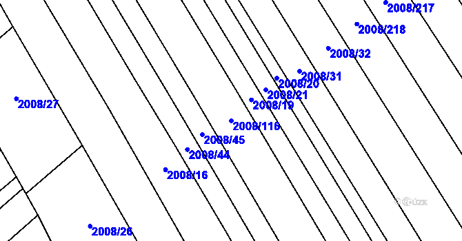 Parcela st. 2008/116 v KÚ Jezeřany, Katastrální mapa