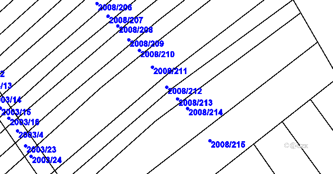 Parcela st. 2008/212 v KÚ Jezeřany, Katastrální mapa