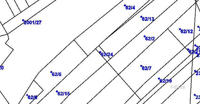 Parcela st. 62/24 v KÚ Jezeřany, Katastrální mapa
