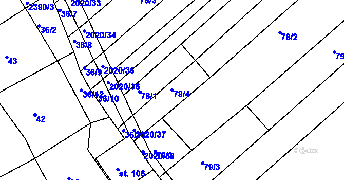 Parcela st. 78/4 v KÚ Jezeřany, Katastrální mapa