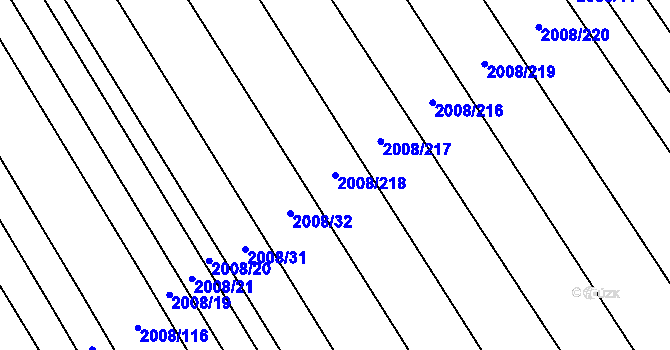 Parcela st. 2008/218 v KÚ Jezeřany, Katastrální mapa