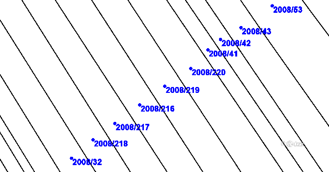 Parcela st. 2008/219 v KÚ Jezeřany, Katastrální mapa