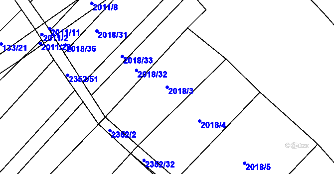 Parcela st. 2018/3 v KÚ Jezeřany, Katastrální mapa
