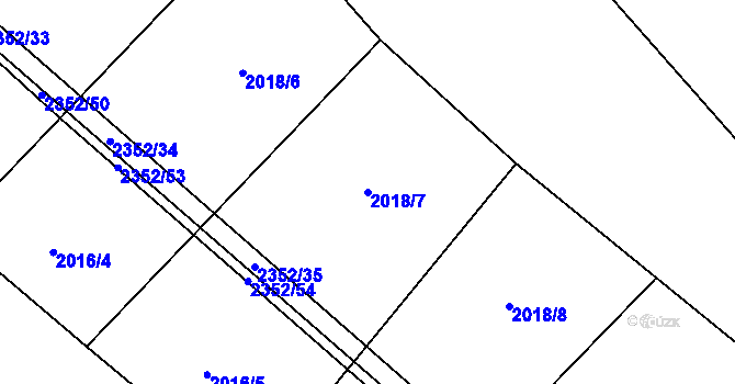 Parcela st. 2018/7 v KÚ Jezeřany, Katastrální mapa