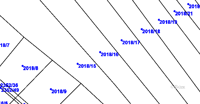 Parcela st. 2018/16 v KÚ Jezeřany, Katastrální mapa