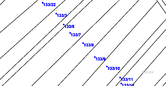 Parcela st. 133/8 v KÚ Jezeřany, Katastrální mapa