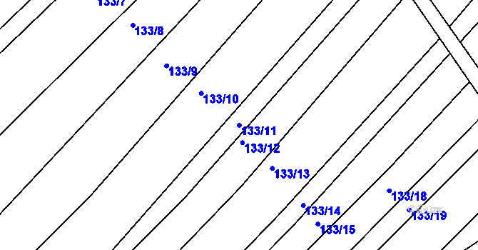 Parcela st. 133/11 v KÚ Jezeřany, Katastrální mapa