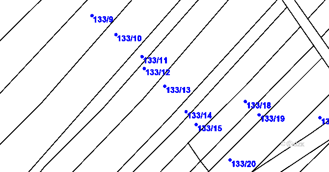 Parcela st. 133/13 v KÚ Jezeřany, Katastrální mapa