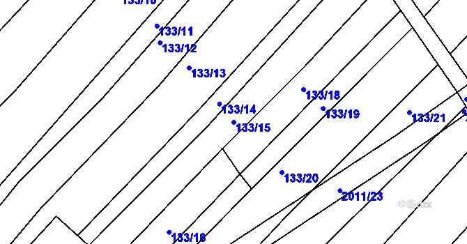 Parcela st. 133/15 v KÚ Jezeřany, Katastrální mapa