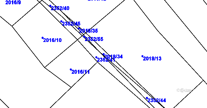 Parcela st. 2018/34 v KÚ Jezeřany, Katastrální mapa