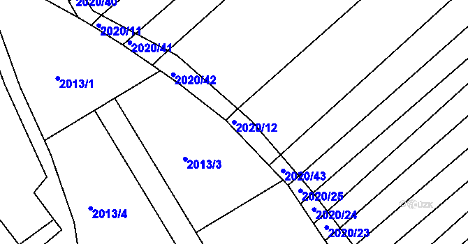Parcela st. 2020/12 v KÚ Jezeřany, Katastrální mapa