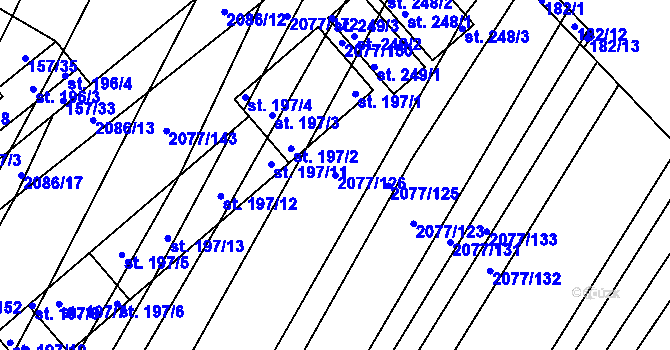 Parcela st. 2077/126 v KÚ Jezeřany, Katastrální mapa