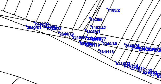 Parcela st. 531/118 v KÚ Jezeřany, Katastrální mapa