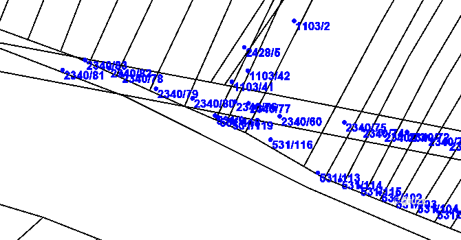 Parcela st. 531/119 v KÚ Jezeřany, Katastrální mapa