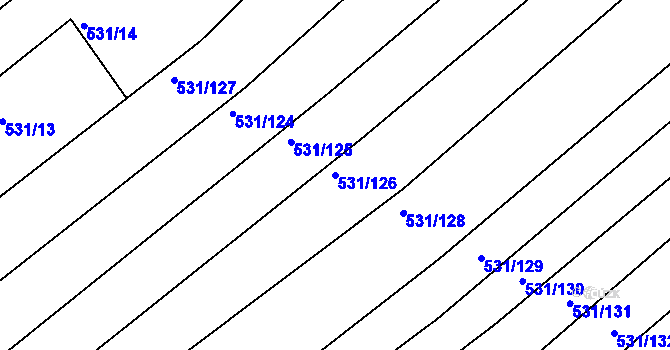Parcela st. 531/126 v KÚ Jezeřany, Katastrální mapa