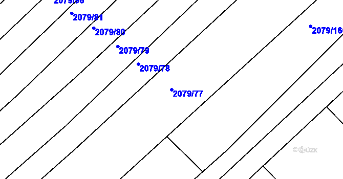 Parcela st. 2079/77 v KÚ Jezeřany, Katastrální mapa