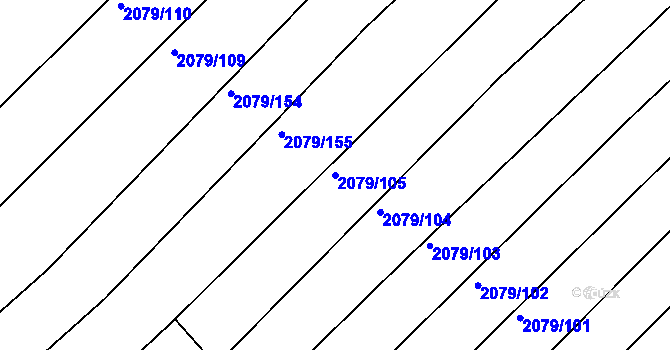 Parcela st. 2079/105 v KÚ Jezeřany, Katastrální mapa