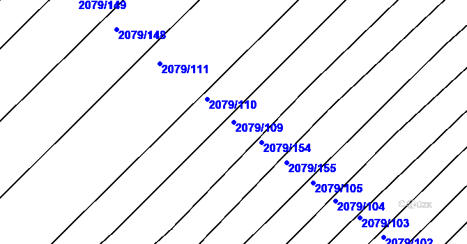 Parcela st. 2079/109 v KÚ Jezeřany, Katastrální mapa