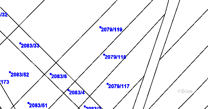 Parcela st. 2079/116 v KÚ Jezeřany, Katastrální mapa