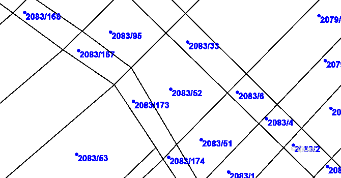 Parcela st. 2083/52 v KÚ Jezeřany, Katastrální mapa
