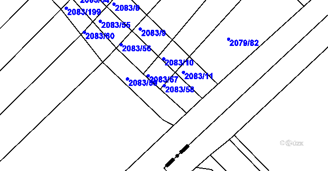 Parcela st. 2083/58 v KÚ Jezeřany, Katastrální mapa