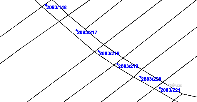 Parcela st. 2083/218 v KÚ Jezeřany, Katastrální mapa