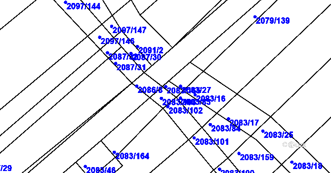 Parcela st. 2083/165 v KÚ Jezeřany, Katastrální mapa