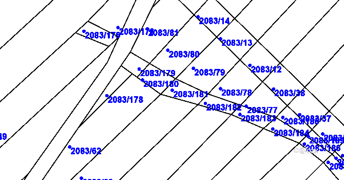 Parcela st. 2083/181 v KÚ Jezeřany, Katastrální mapa