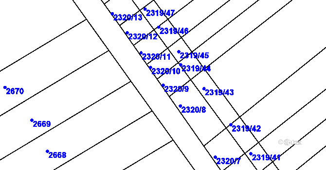 Parcela st. 2320/9 v KÚ Jezeřany, Katastrální mapa