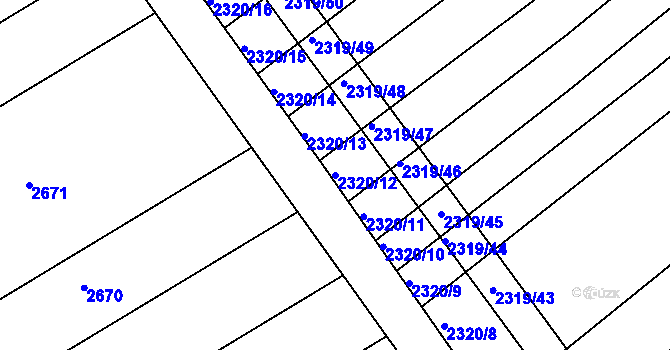Parcela st. 2320/12 v KÚ Jezeřany, Katastrální mapa