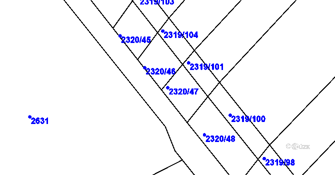 Parcela st. 2320/47 v KÚ Jezeřany, Katastrální mapa