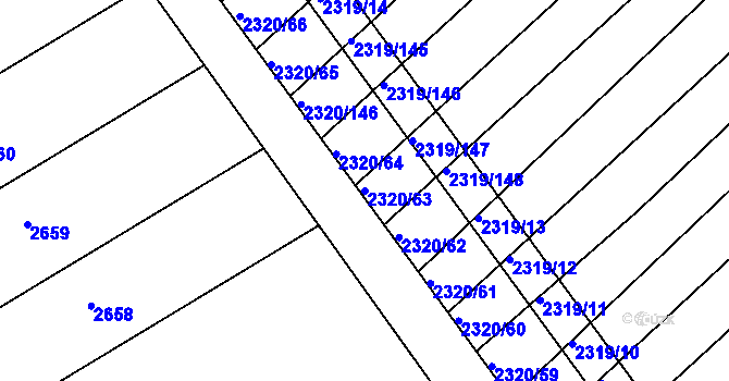 Parcela st. 2320/63 v KÚ Jezeřany, Katastrální mapa