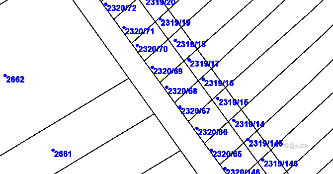Parcela st. 2320/68 v KÚ Jezeřany, Katastrální mapa