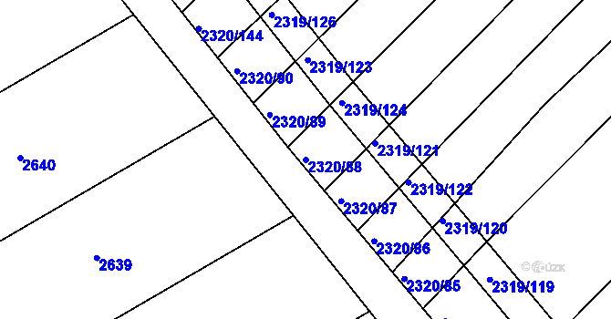 Parcela st. 2320/88 v KÚ Jezeřany, Katastrální mapa