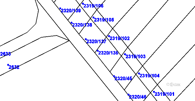 Parcela st. 2320/136 v KÚ Jezeřany, Katastrální mapa