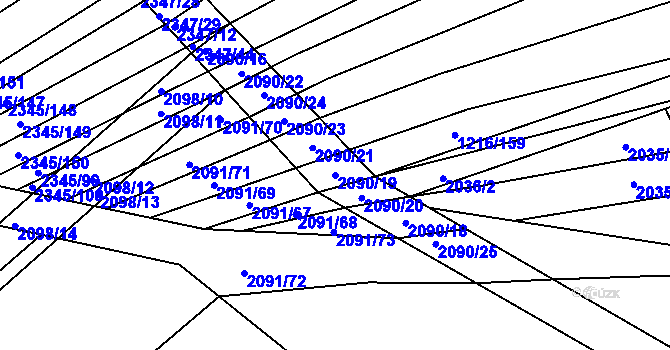 Parcela st. 2090/19 v KÚ Jezeřany, Katastrální mapa