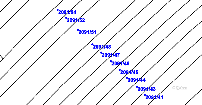Parcela st. 2091/47 v KÚ Jezeřany, Katastrální mapa