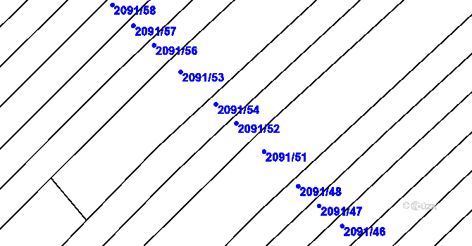 Parcela st. 2091/52 v KÚ Jezeřany, Katastrální mapa