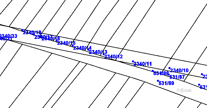 Parcela st. 2340/12 v KÚ Jezeřany, Katastrální mapa
