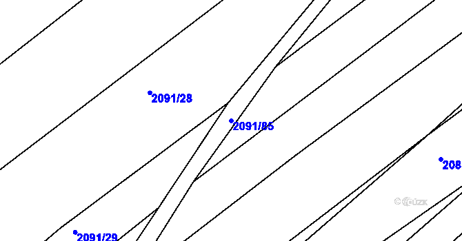 Parcela st. 2091/85 v KÚ Jezeřany, Katastrální mapa