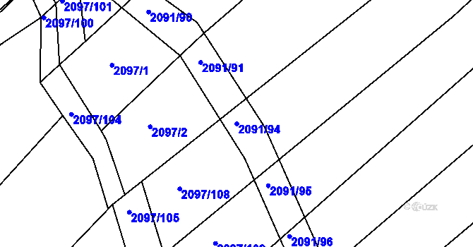 Parcela st. 2091/94 v KÚ Jezeřany, Katastrální mapa