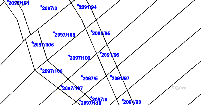Parcela st. 2091/96 v KÚ Jezeřany, Katastrální mapa