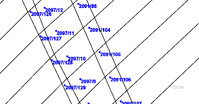 Parcela st. 2091/105 v KÚ Jezeřany, Katastrální mapa