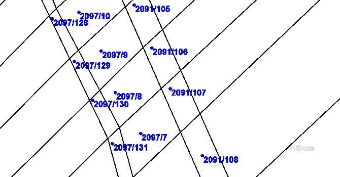 Parcela st. 2091/107 v KÚ Jezeřany, Katastrální mapa