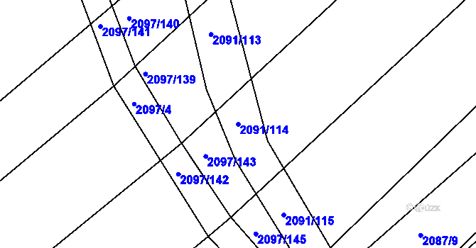 Parcela st. 2091/114 v KÚ Jezeřany, Katastrální mapa