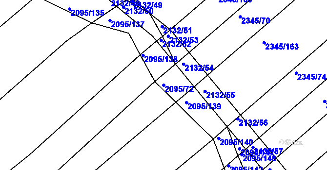 Parcela st. 2095/72 v KÚ Jezeřany, Katastrální mapa