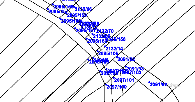 Parcela st. 2095/106 v KÚ Jezeřany, Katastrální mapa