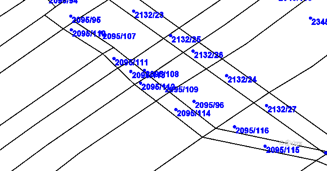 Parcela st. 2095/109 v KÚ Jezeřany, Katastrální mapa