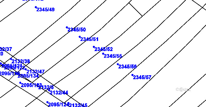 Parcela st. 2345/55 v KÚ Jezeřany, Katastrální mapa