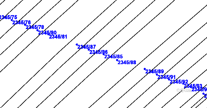 Parcela st. 2345/85 v KÚ Jezeřany, Katastrální mapa